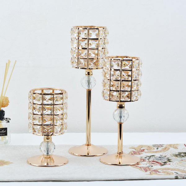 Wedding props party decoration crystal candle holder gold iron candle cup European style candle holder wedding decoration candle holder metal crafts jewelry