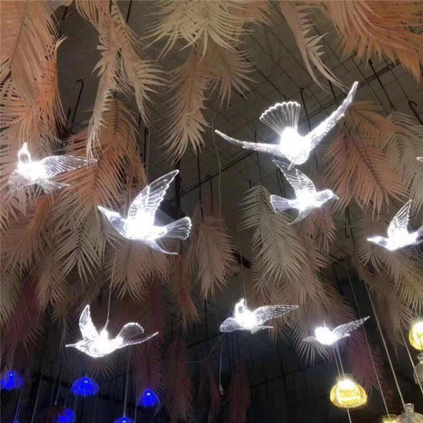 Wedding chandelier new wedding props luminous transparent bird lucky bird chandelier wedding stage venue layout decorative lights