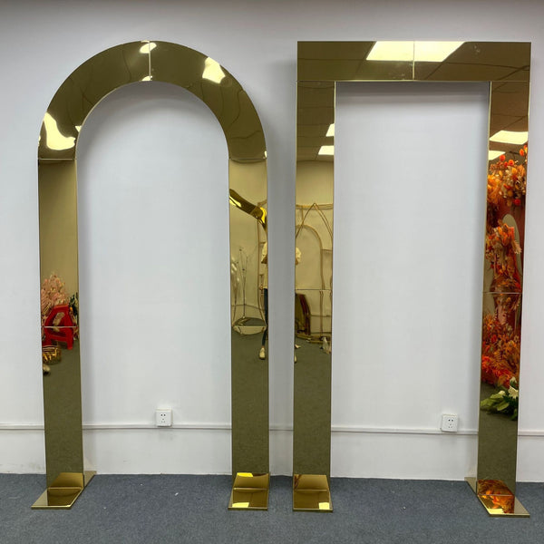 New gold-plated background frame, wedding iron arch props, outdoor wedding decoration, stainless steel frame, screen, sign, party decoration