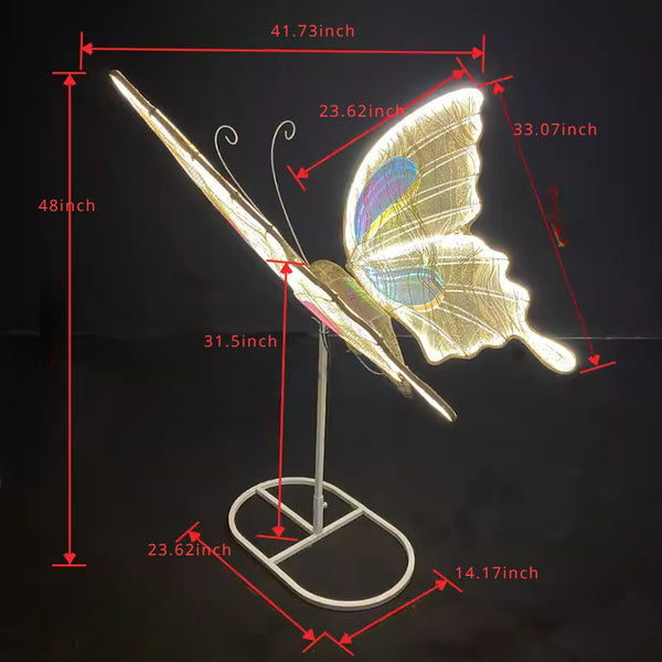 Wedding butterfly floor lamp Wedding props Iron art electric luminous butterfly Wedding ceiling decoration T-stage road guidance stage decoration ornaments