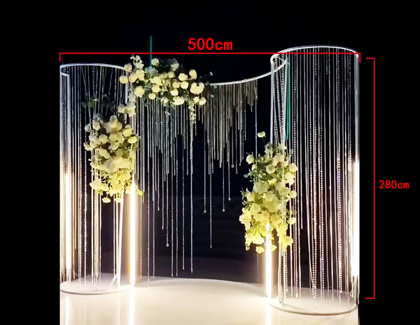 Wedding props party decoration wedding arch New Wedding Props party decoration European Korean Crystal Luminous Circle Background Wedding Hall Stage Background Crystal Bead Curtain