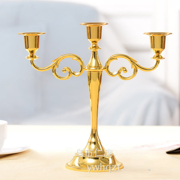 European-style alloy candlestick hotel three-headed five-headed candlestick wedding candlestick decoration metal crafts