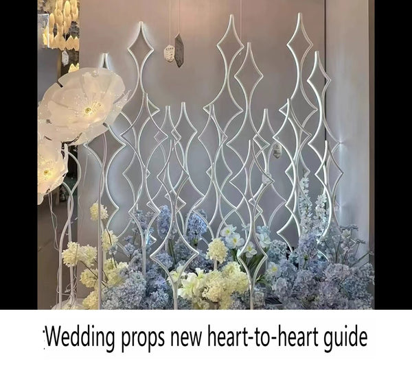 New wedding road leads heart to heart triangle background ornaments Hotel wedding hall stage welcome wedding props party decoration