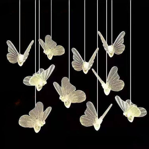 Wedding Butterfly I Small Pendant Wedding 10 Head Glowing Butterfly Pendant High end Acrylic Hotel Ceiling Wedding Hall Stage Decoration Light