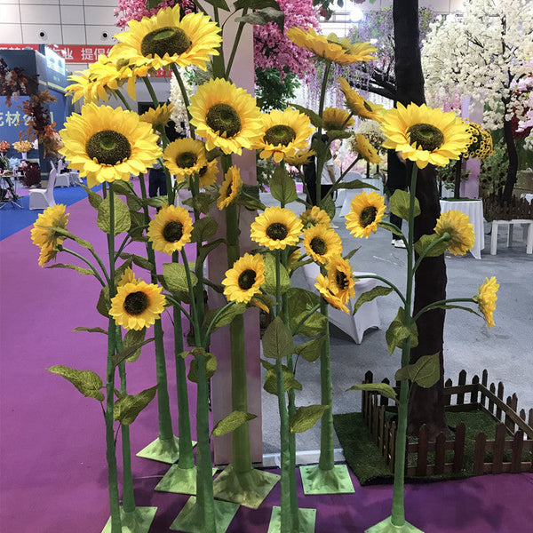 Wedding props party decoration  Simulated sunflowers with a base for wedding decoration. sunflower living room. bedroom. floor to floor placement of artificial flowers