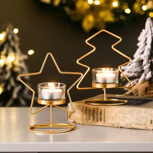 Wedding props party decoration Nordic aromatherapy candle cup home bedroom living room creative Christmas gift decoration wrought iron gold glass candlestick