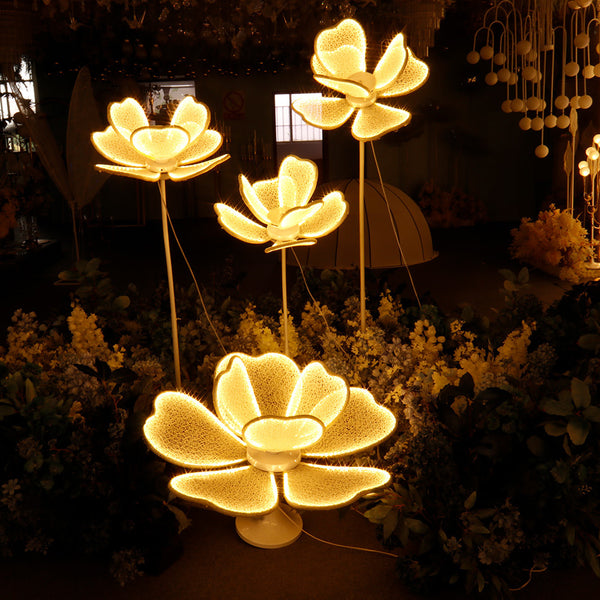 Wedding chandelier luminous wedding props, peony flower road guide, four piece set, wedding hall venue, stage romantic decoration