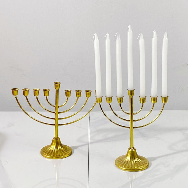 Golden Lantern Hanukkah 9-head candlestick Golden retro iron multi-head candlestick prayer Candlestick Cup