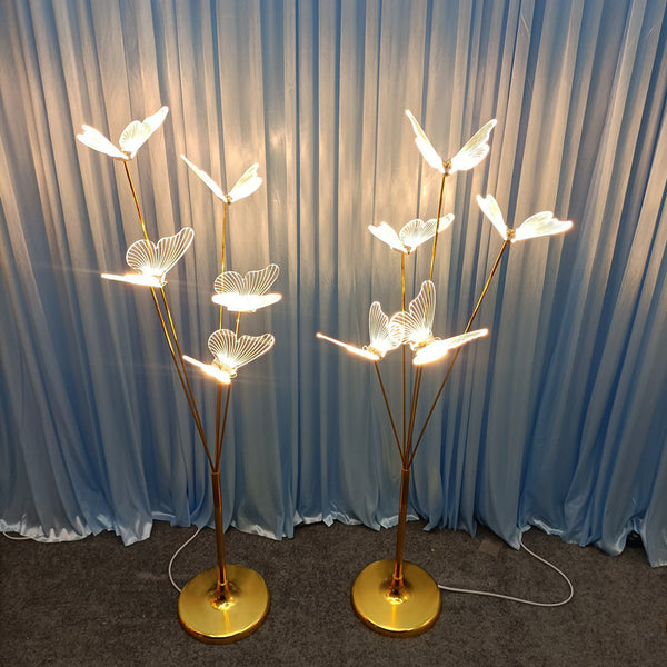 Wedding props party decoration Wedding floorlamp New Iron butterfly chandelier Road guide ground insertion light Wedding site Luminous decoration Proposal site