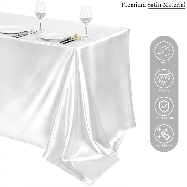 White seamless polyester rectangular party tablecloth wedding props hotel decoration