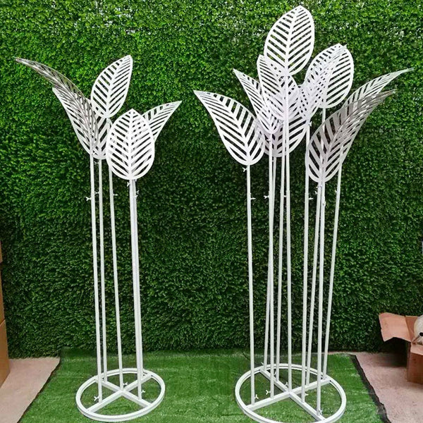 Wedding props party decoration  New wedding props wrought iron plantain leaves road-led wedding stage layout background road-led T-stage ornaments