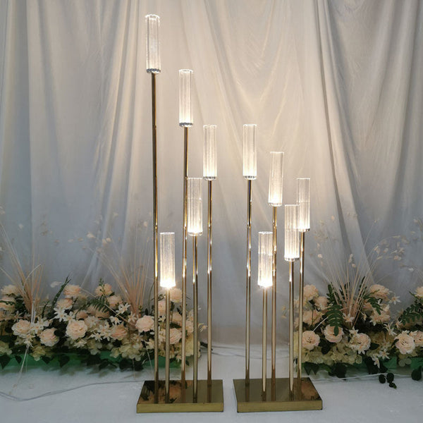 Wedding props party decoration  New Wedding Golden Road Guide 5-Head Step High Plum Blossom Pipe Light Stage Display Window Decoration Wedding T-Table Decoration