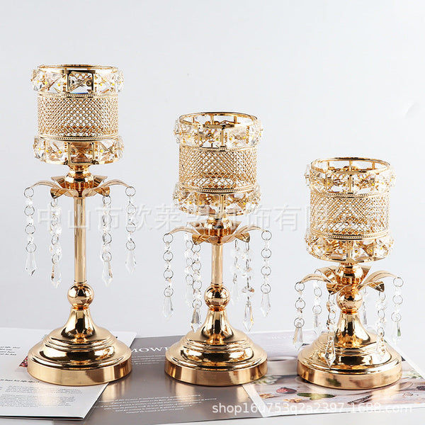 Wedding props party decoration  New European Crystal Candle Holder Wedding Party Table Decoration Props Home Romantic Candlelight Dinner Table Ornaments