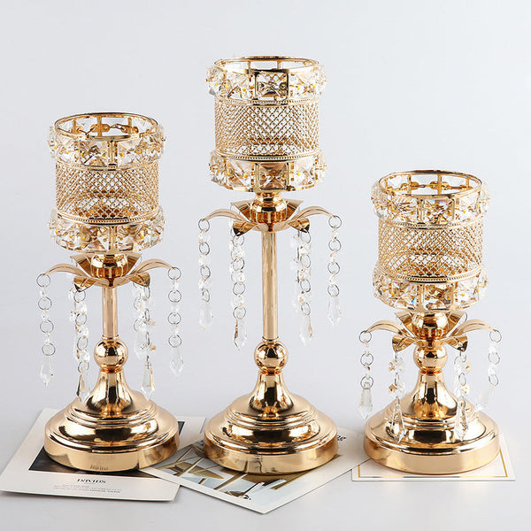 Wedding props party decoration  Manufacturer's direct sales of metal electroplated iron candle holders. wedding props. candle cups. hollowed out vintage crystal candle holder ornaments