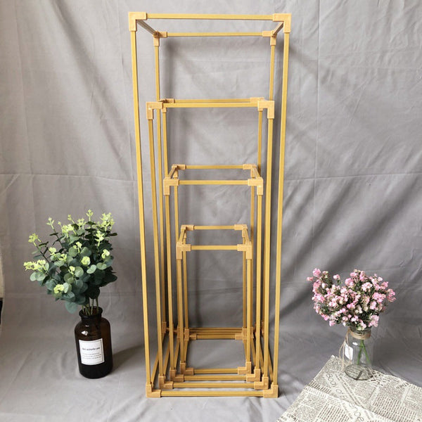 New wedding props. wrought iron geometric road guide frame. golden square frame. wedding flower stand decoration