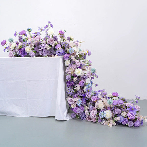 Wedding props party decoration  Purple long row flower table. wedding conference table. exhibition hall. window decoration. fake flower arrangement. wedding simulation flower