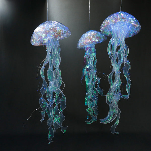 Wedding chandelier marine luminous acrylic fabric jellyfish chandelier wedding ceiling decorative lights wedding hall venue layout props