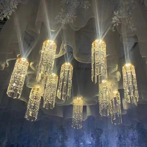 Wedding CEILING Light Wedding 10 Head Crystal Ice Bar Pendant Light Ceiling Crystal Light Acrylic Luminous Decoration Wedding Hall Hanger Arrangement