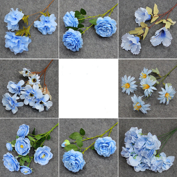 Wedding props party decoration  blue artificial flowers Hotel wedding with flower window road flowers T stage flower arrangement wedding hall layout flowers.