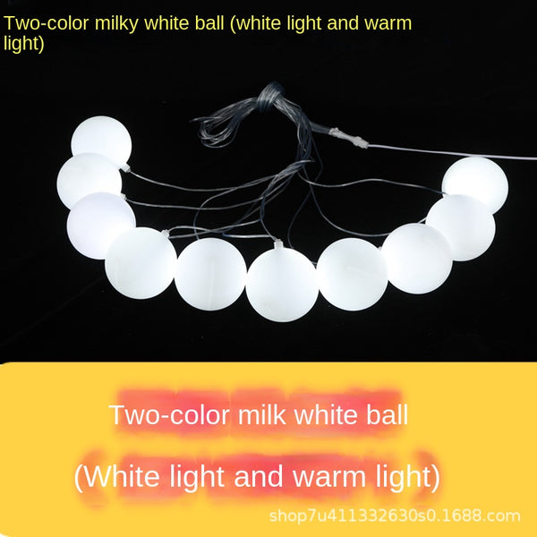 Wedding props, milky white dual color round ball LED light string, dragon ball chandelier, wedding ceiling decoration, display window beauty