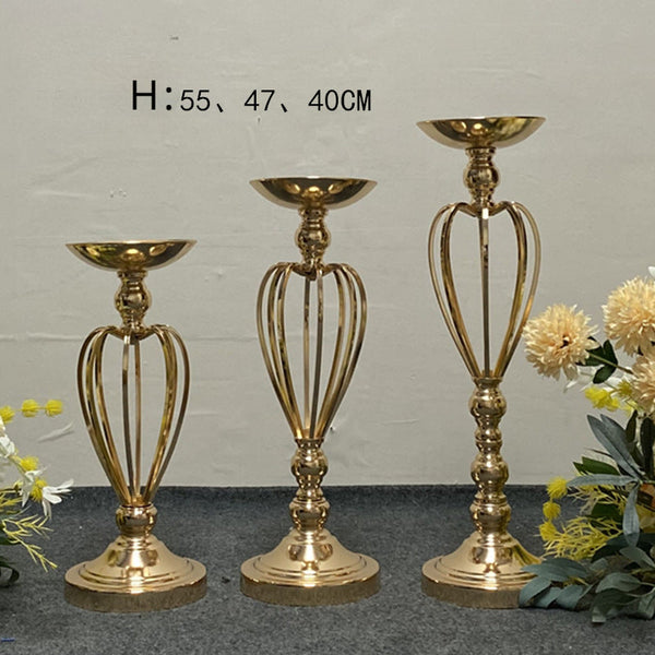 Wedding props party decoration European-style wrought iron flower main table decoration flower arrangement golden table flower vase ornaments